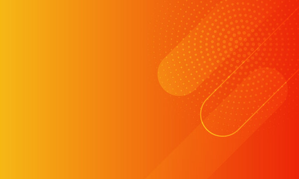 Abstract orange gradient background with trendy geometric design, featuring minimal squares and halftone dot patterns.