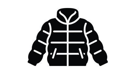 A black puffy winter jacket design shown as a simple silhouette © Mama