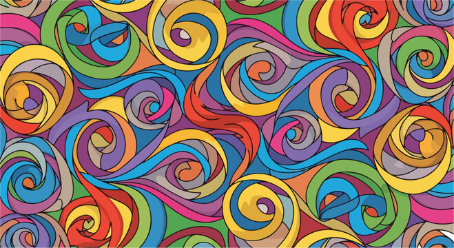 A colorful abstract image with swirling patterns