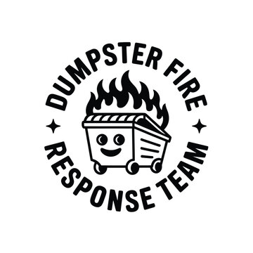 dumpster fire response team logo blackandwhite high quality professional detailed