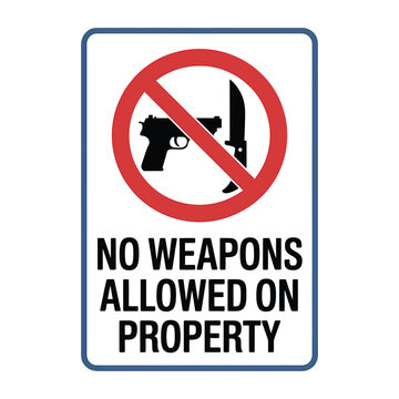 no weapons allowed sign with gun and knife silhouettes