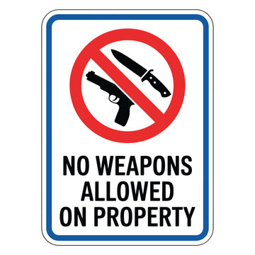 no weapons allowed sign with gun and knife silhouettes