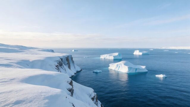 Arctic landscape with icebergs