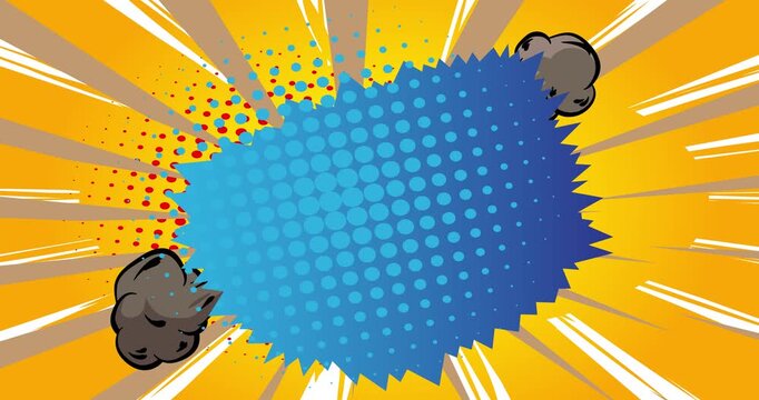 Cartoon background animation, comic book backdrop video. Retro comics pop art design.