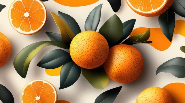 Stylized illustration of citrus fruit pattern with bold lines and colors.