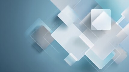 Obraz premium Abstract Geometric Design: A modern, minimalist composition of floating squares in various sizes and opacities, arranged dynamically against a soft gradient backdrop.