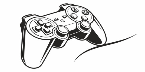 Game controller console pad graphic illustration with controller joystick electronic technology entertainment interactive hardware peripheral computer illustration isolated equipment © RABBYMIA