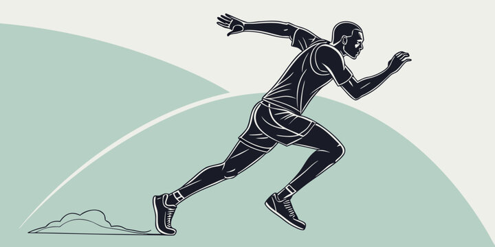 Male athlete sprinter running with motion effect illustration sprinter silhouette exercise movement performance training illustration competition lifestyle strength physical velocity