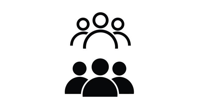 Modern vector graphic design featuring two distinct styles of user and group icons for digital interfaces