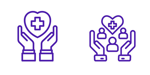 Fototapeta premium Medical family icon with heart and cross symbols isolated on transparent background