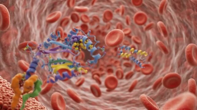 Insulin vs glucose in bloodstream red blood cell circulation through vessel lumen, hormone receptor binding and signaling at cell membrane with protein molecule for cellular uptake in medicine biology