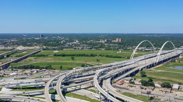 View of the Margaret McDermott Bridge from the Reunion Tower, Dallas Texas
