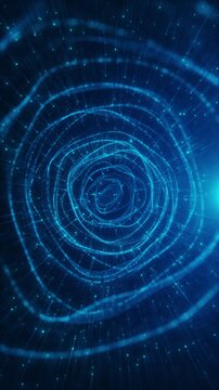 Dynamic blue wave particles. futuristic background. Wave Technology Big data visualization. Cyber technology Abstract digital data particles lines background, 4K data visualization. 3d animation