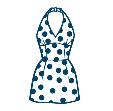Polka dot dress with halter neck and short skirt design  fashion illustration