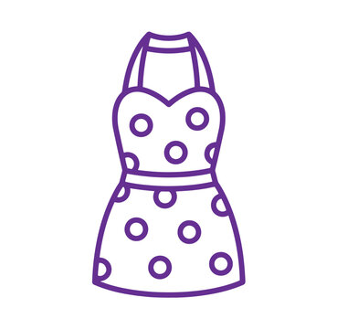 Purple polka dot dress with halter neck and waistband