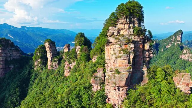 Magnificent sandstone pillars and peaks in Zhangjiajie National Forest Park, Hunan, China