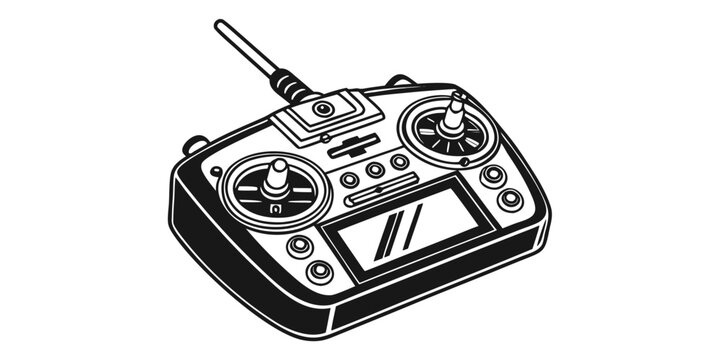 Professional radio control transmitter graphic for rc planes drones and boats with joysticks and digital display transmitter controller joystick technology electronics switches airplane