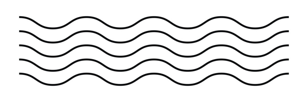 Minimal blue ocean, sea wave ornament icon. line art waves . Vector Illustration . EPS 10 .