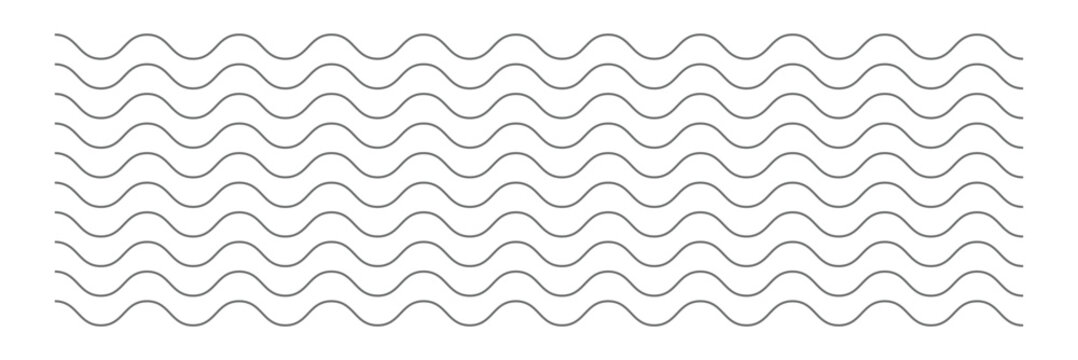 Minimal blue ocean, sea wave ornament icon. line art waves . Vector Illustration . EPS 10 .