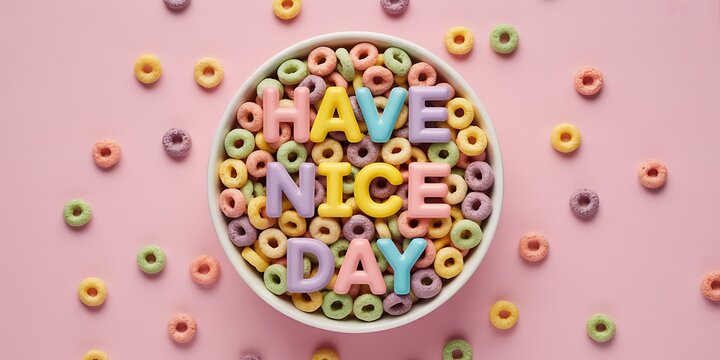Colorful cereal bowl with have a nice day message