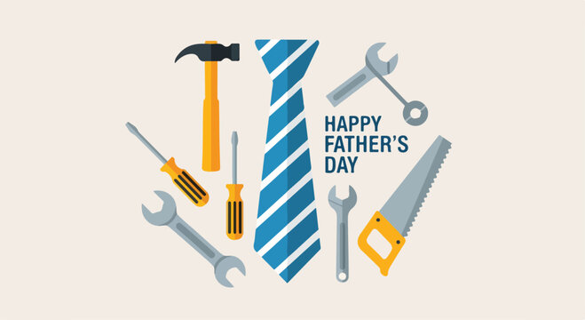A blue striped tie surrounded by tools