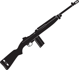 Fototapeta premium Black and white vector illustration showing different types of guns and rifles including military and automatic weapons isolated on a plain background