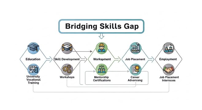 Bridging Skills Gap Diagram for Vocational Training and Employment