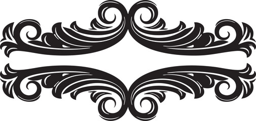 Fototapeta premium Ornate, black, swirling, decorative border, frame, or divider elements, vector