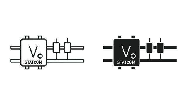 Statcom reactive power compensation technology vector illustration with vo logo on white background