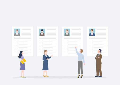 HR Team Reviewing Resumes and Screening Candidates for Recruitment