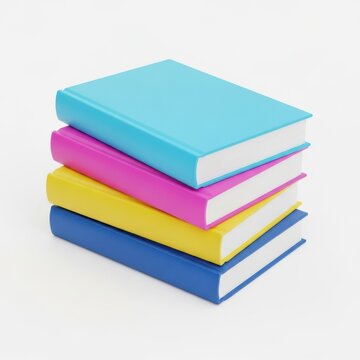 Colorful stack of books on a plain background