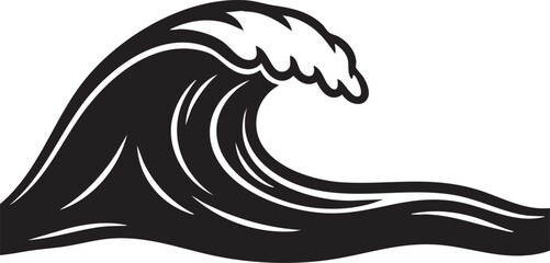 Obraz premium Black wave, ocean wave, surf icon, vector wave, sea swell