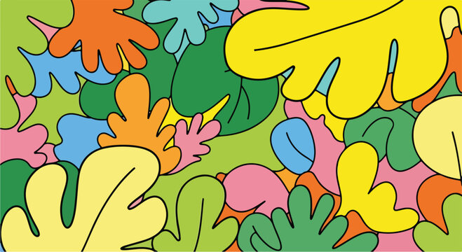 A colorful abstract pattern of various shapes