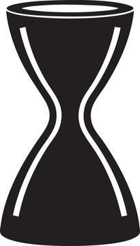 Black hourglass icon, vector timer symbol, sand timer illustration, monochrome clock element