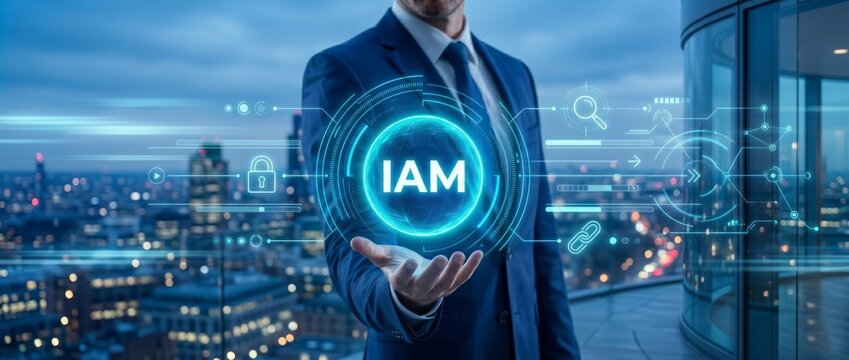 Identity Access Management IAM Concept with Futuristic Security Interface