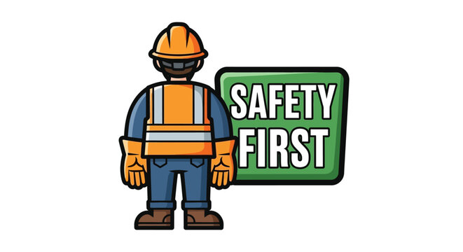 Construction worker seen from behind wearing safety vest and hard hat