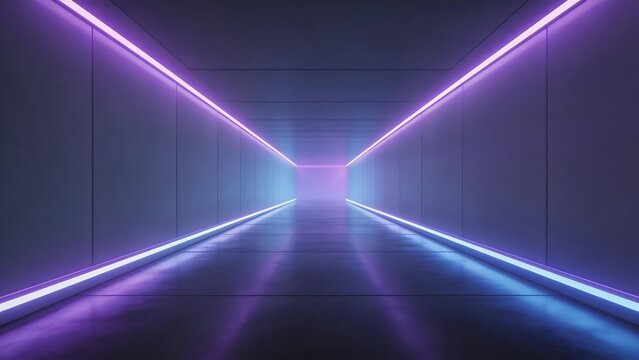 Neon lit corridor with glowing lines