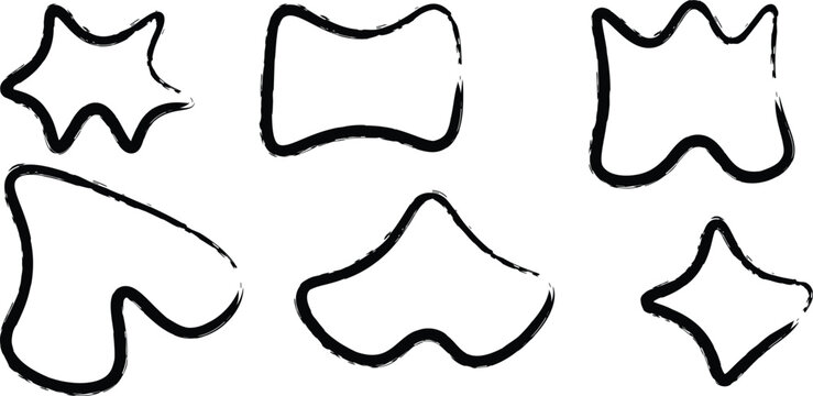 Abstract black and white sketch of irregular shapes