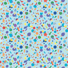 Obraz premium A colorful abstract pattern with various shapes on blue