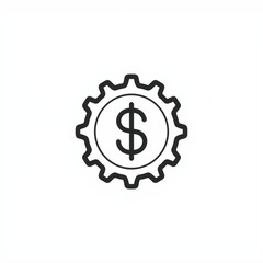 Obraz premium Financial Gears: A stylized emblem of a gear enclosing a dollar sign symbolizes the intricate mechanics of financial systems and the pursuit of wealth.