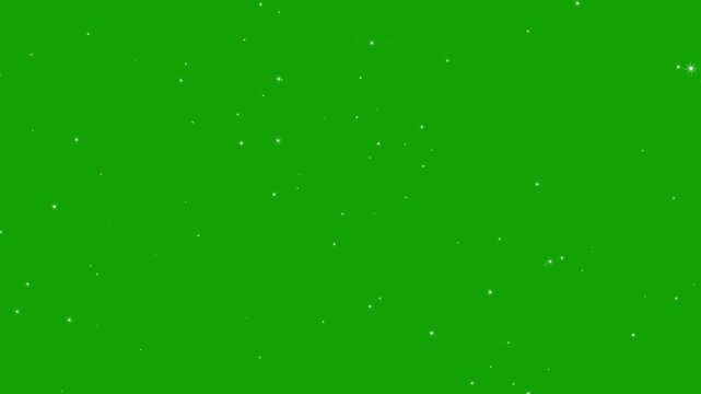 white twinkling stars on green screen, sparkling silver star particles loopable overlay, alpha channel.