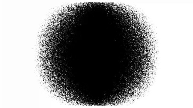 Abstract black ink spray paint circle texture isolated on white background artistic grunge splatter effect with soft feathered edges for overlays