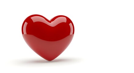 Fototapeta premium Glossy red heart isolated on white background for concepts and design