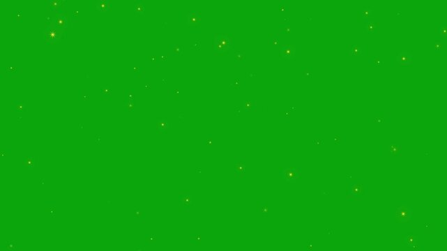 golden sparkling stars on green screen, magical gold star particles green screen background. shining golden stars animation overlay, alpha channel.