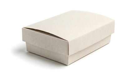 Fototapeta premium Isolated beige box with a lid on white background studio shot