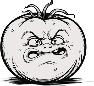 Ugly Cute Tomato Squished Funny Black Line Art White Background 3