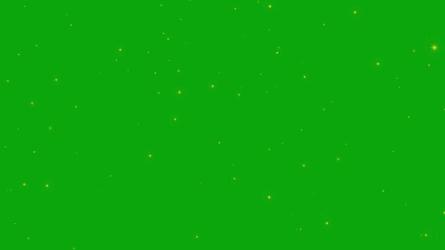 golden sparkling stars on green screen, magical gold star particles green screen background. shining golden stars animation overlay, alpha channel.
