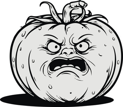Ugly Cute Tomato Squished Funny Black Line Art White Background 2