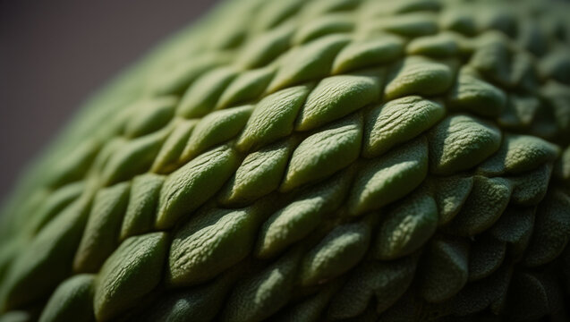 Fresh custard apple with dewy green leaves, natural orchard beauty and tropical fruit charm.