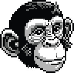 Fototapeta premium Pixel art monkey face closeup with neutral expression